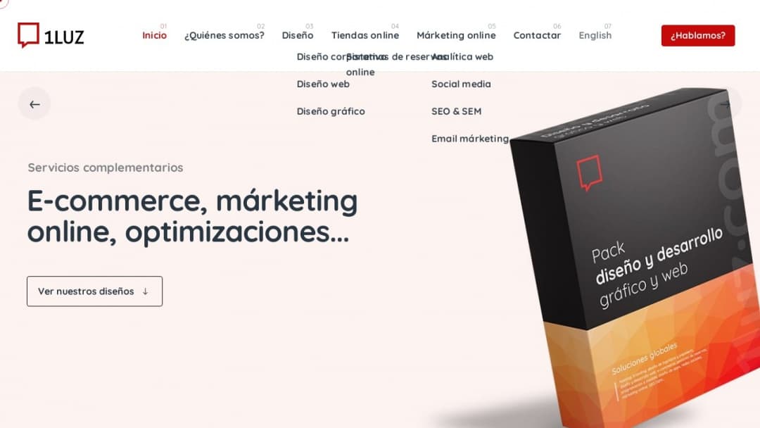 Screenshot of 1luz.com Diseño's Website