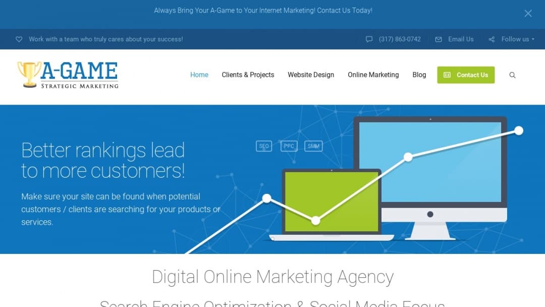Screenshot of A-Game Strategic Marketing's Website