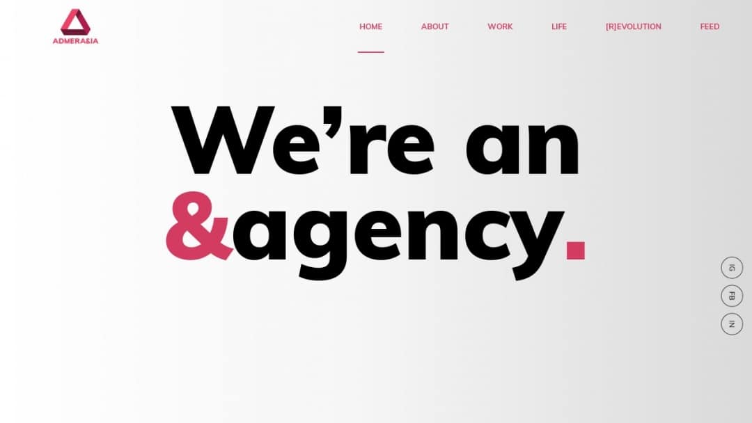 Screenshot of Admerasia's Website