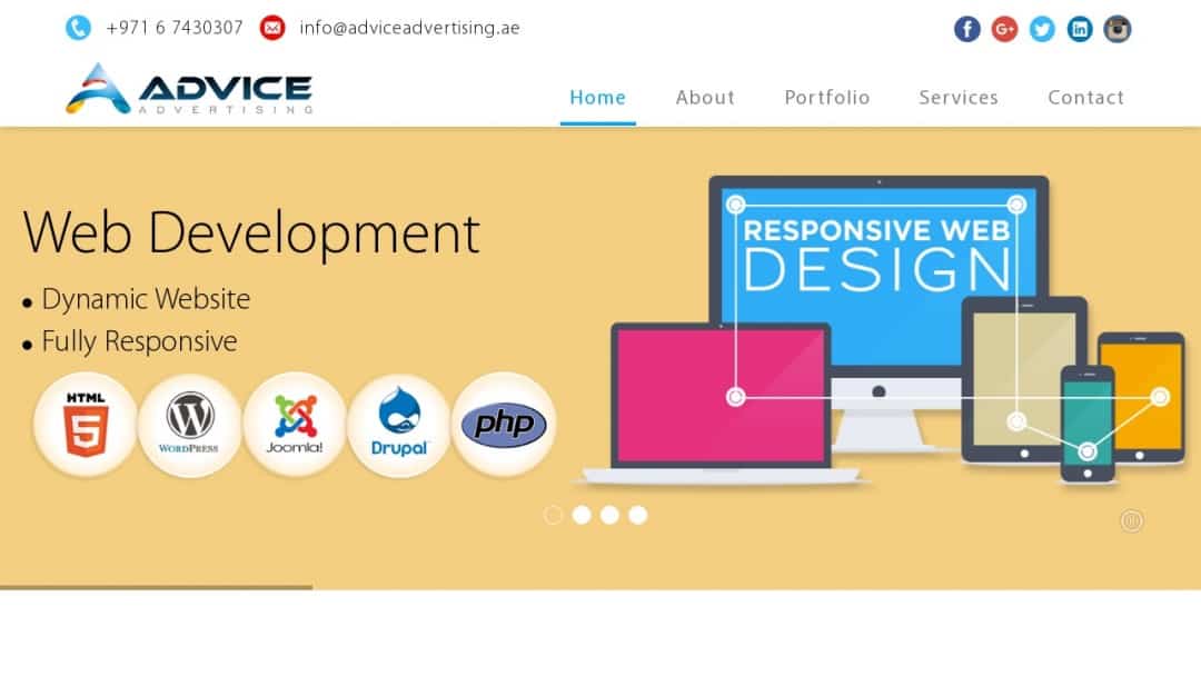 Screenshot of Advice Advertising's Website