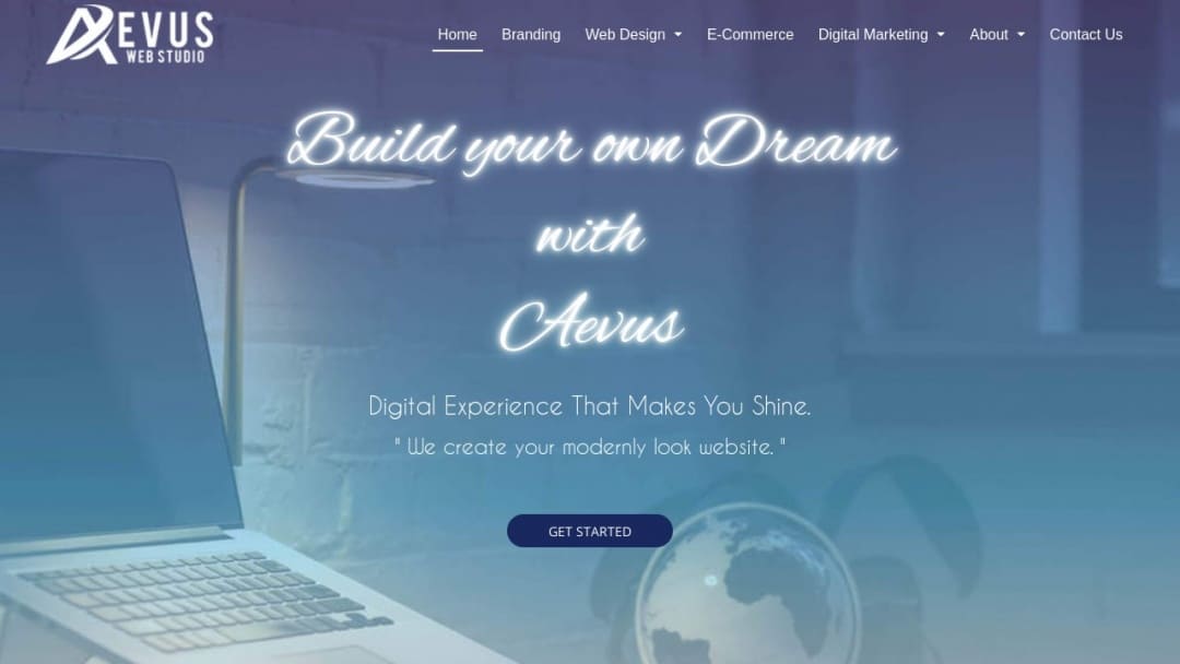 Screenshot of Aevus Web Studio's Website