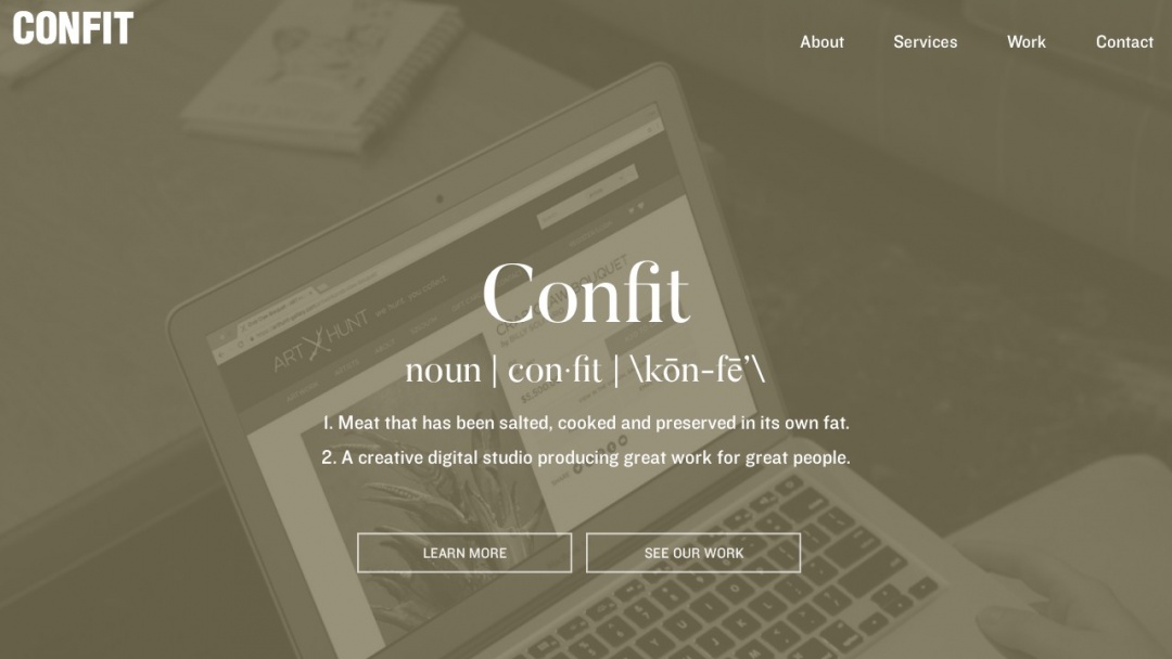 Screenshot of Confit's Website