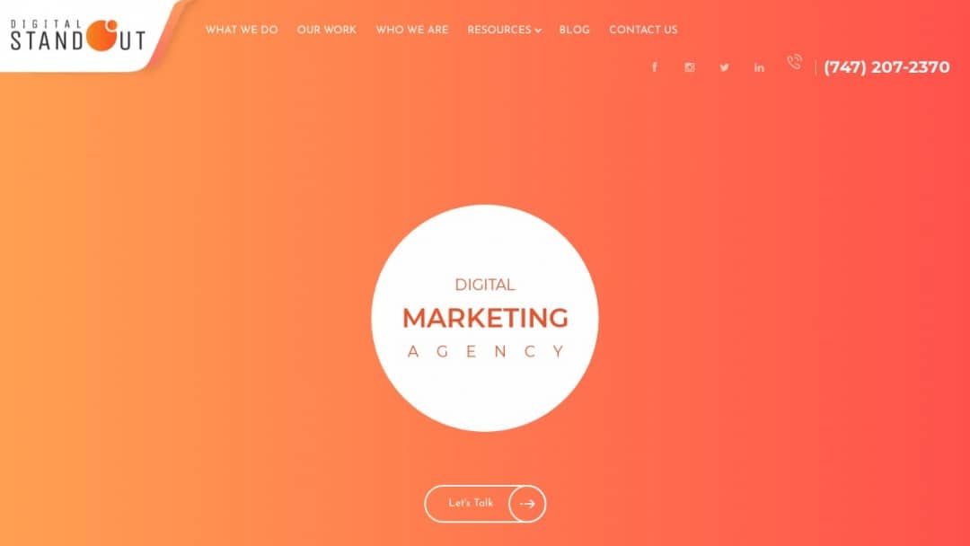 Screenshot of Digital Standout's Website