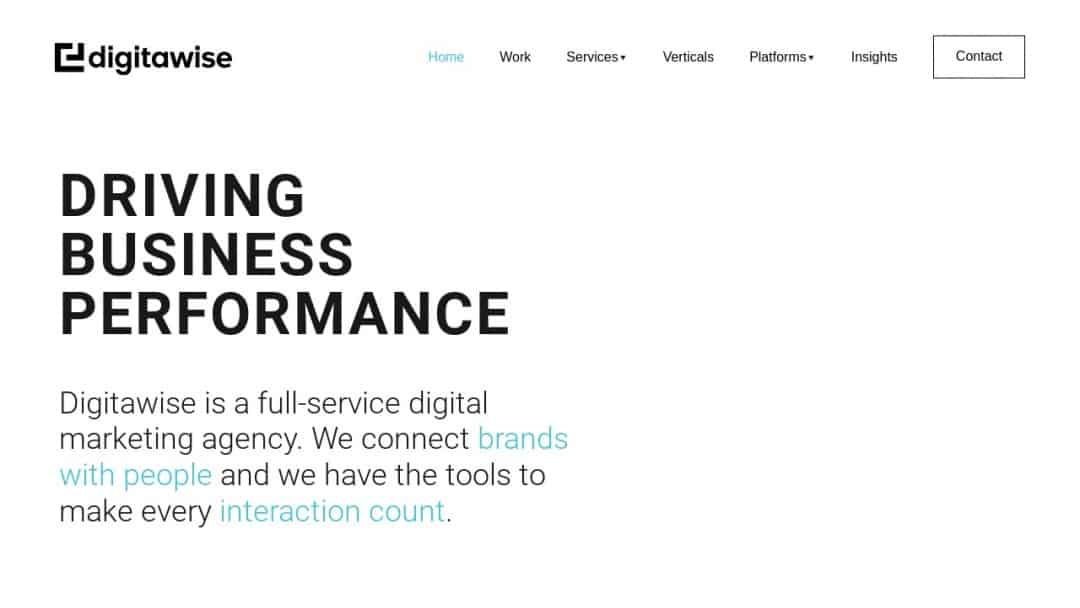 Screenshot of Digitawise's Website