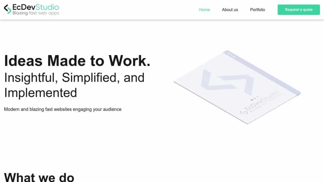Screenshot of EcDev Studio's Website