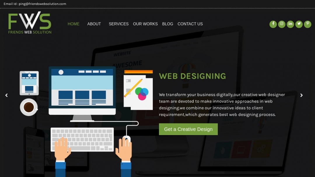 Screenshot of Friends Web Solution's Website