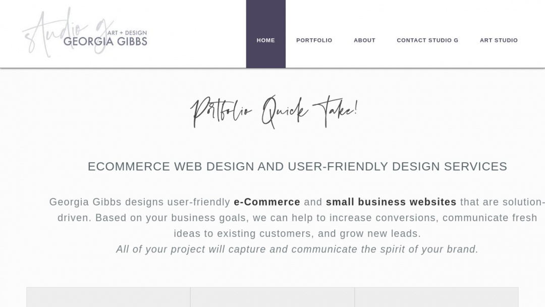 Screenshot of Georgia Gibbs Studio / Design's Website
