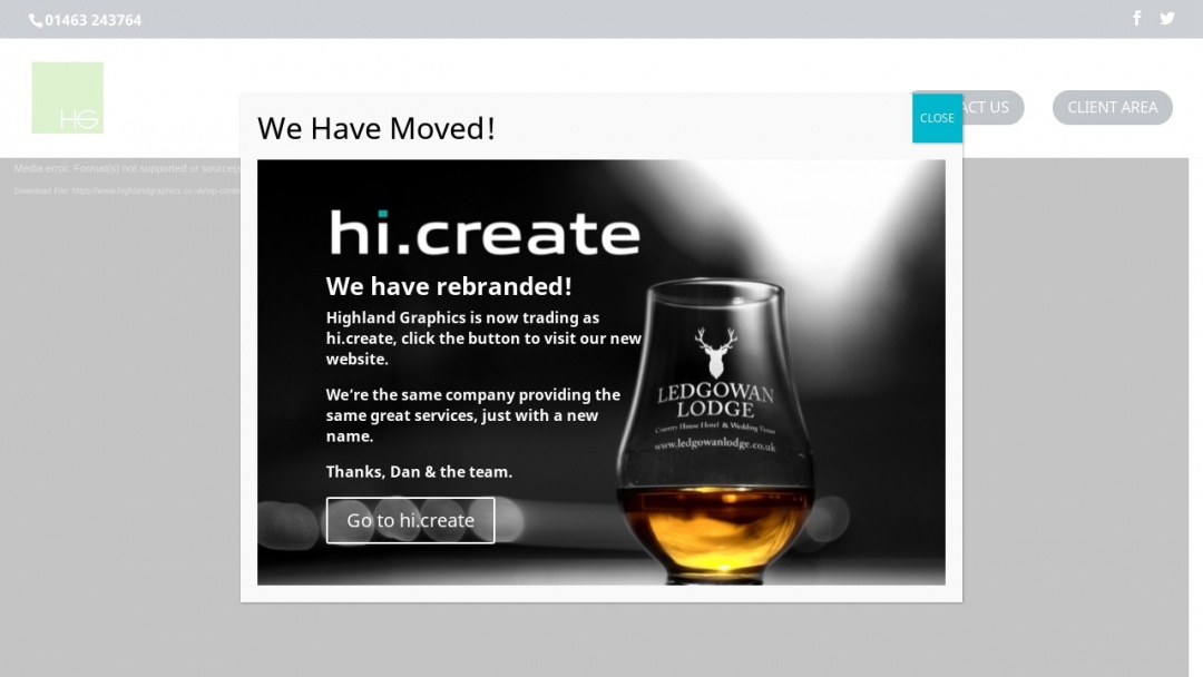 Screenshot of Highland Graphics's Website