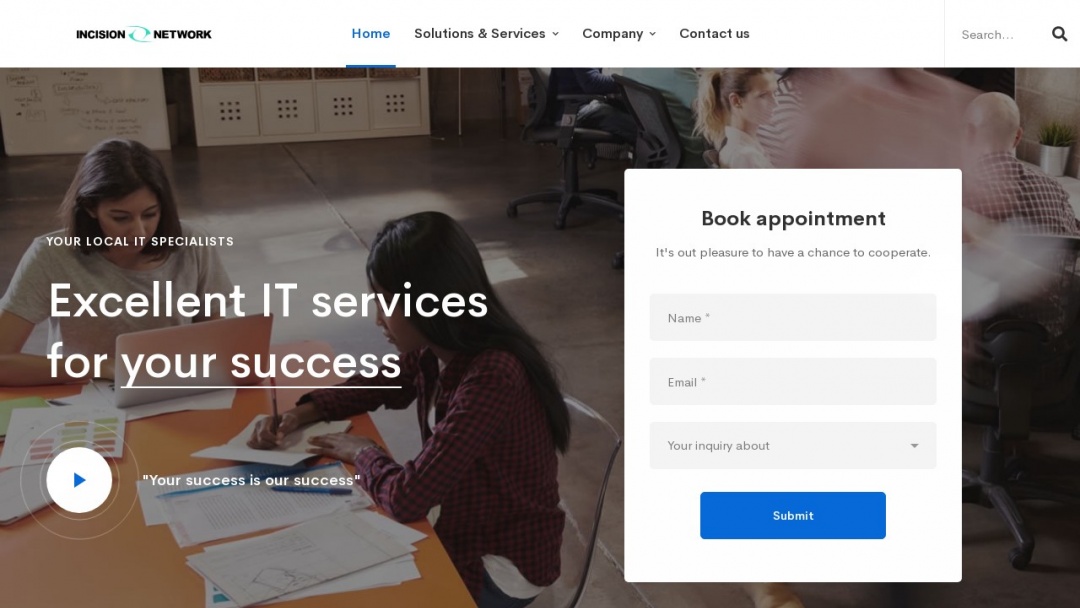 Screenshot of Incision Network's Website