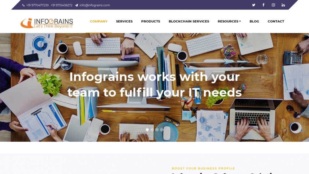 Screenshot of Infograins Software Solutions Pvt. Ltd.'s Website