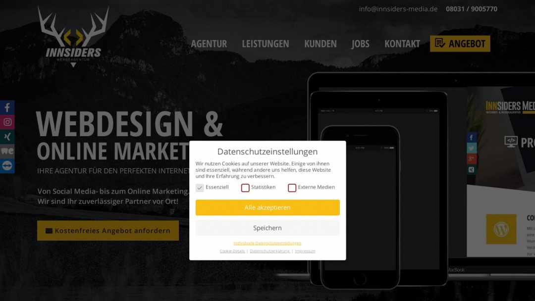 Screenshot of Innsiders Media's Website