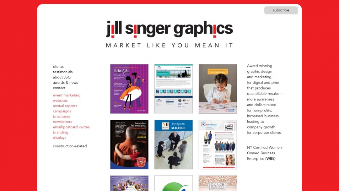 Screenshot of Jill Singer Graphics's Website