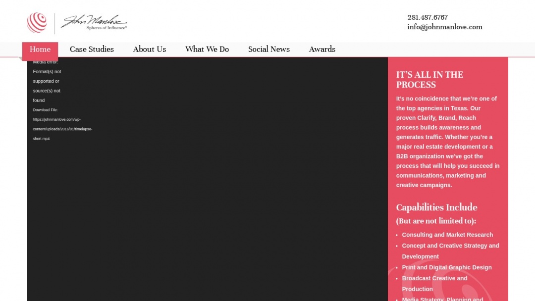 Screenshot of John Manlove's Website