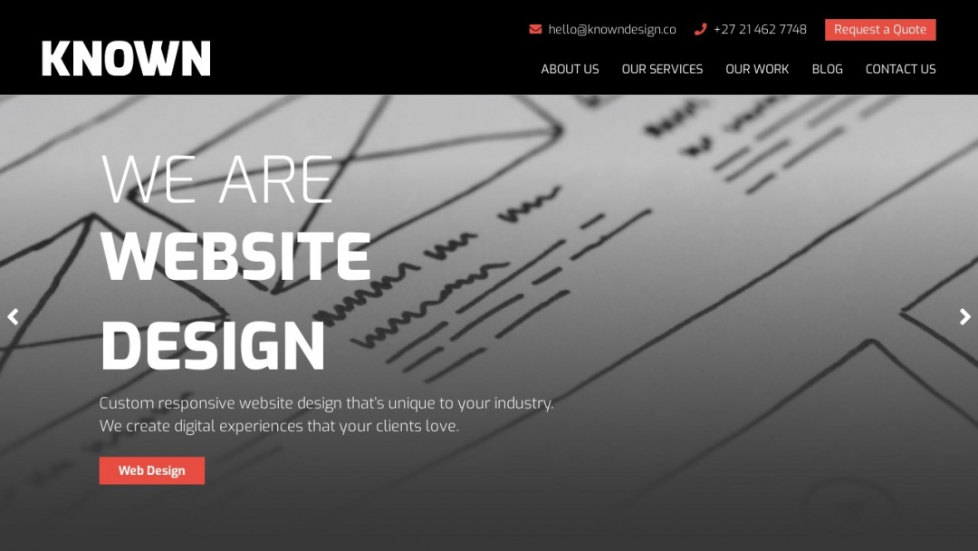 Screenshot of KNOWN DESIGN's Website