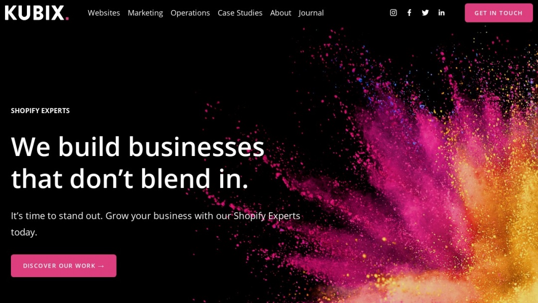 Screenshot of Kubix Media's Website