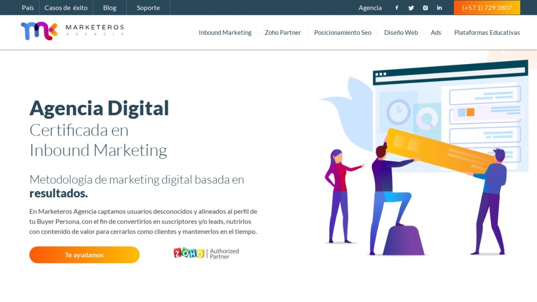 Screenshot of Marketerosagencia.com's Website