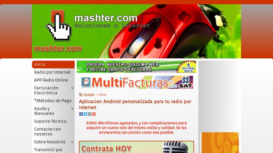Screenshot of Mashter's Website