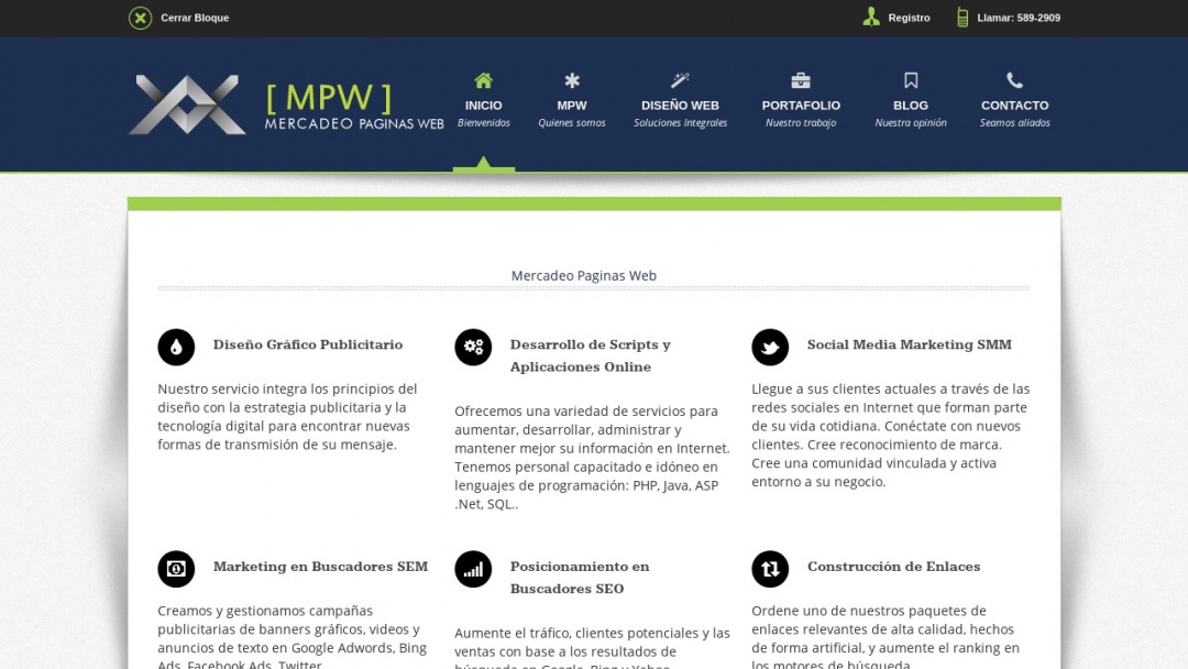 Screenshot of Mercadeo Paginas Web's Website