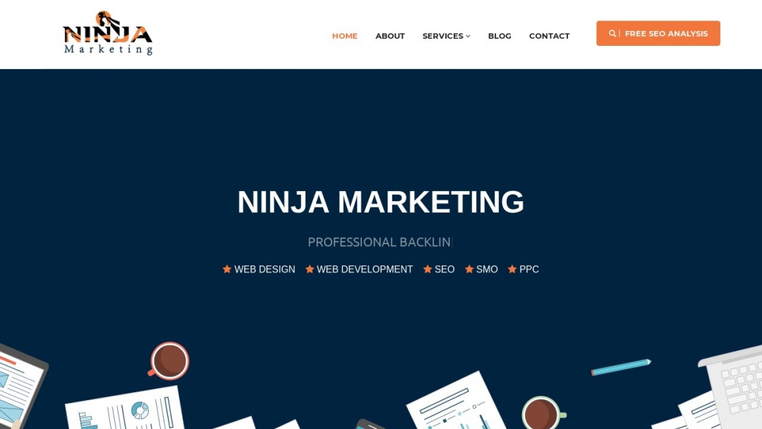 Screenshot of Ninja Marketing LLP's Website