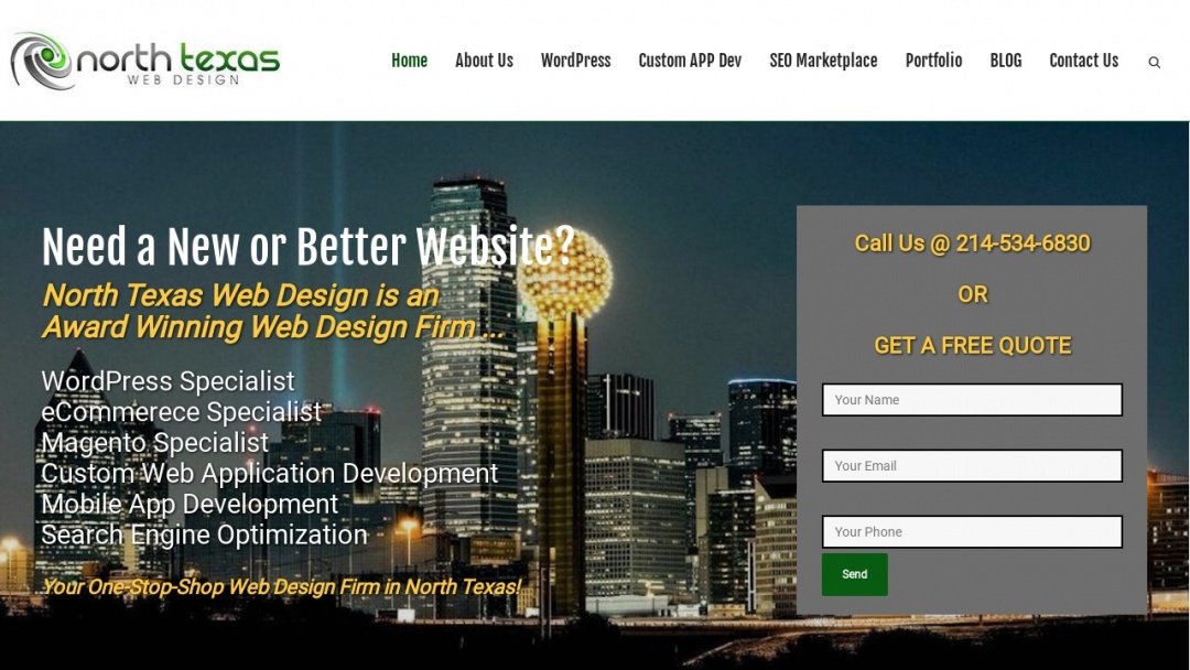 Screenshot of North Texas Web Design's Website