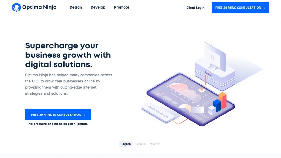 Screenshot of Optima Ninja's Website
