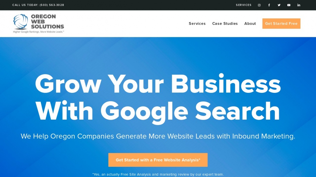 Screenshot of Oregon Web Solutions's Website