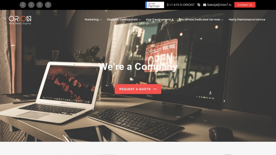 Screenshot of Orion7 Agency LLC's Website