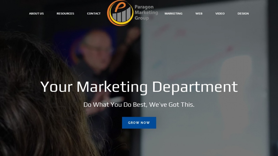 Screenshot of Paragon Marketing Group's Website