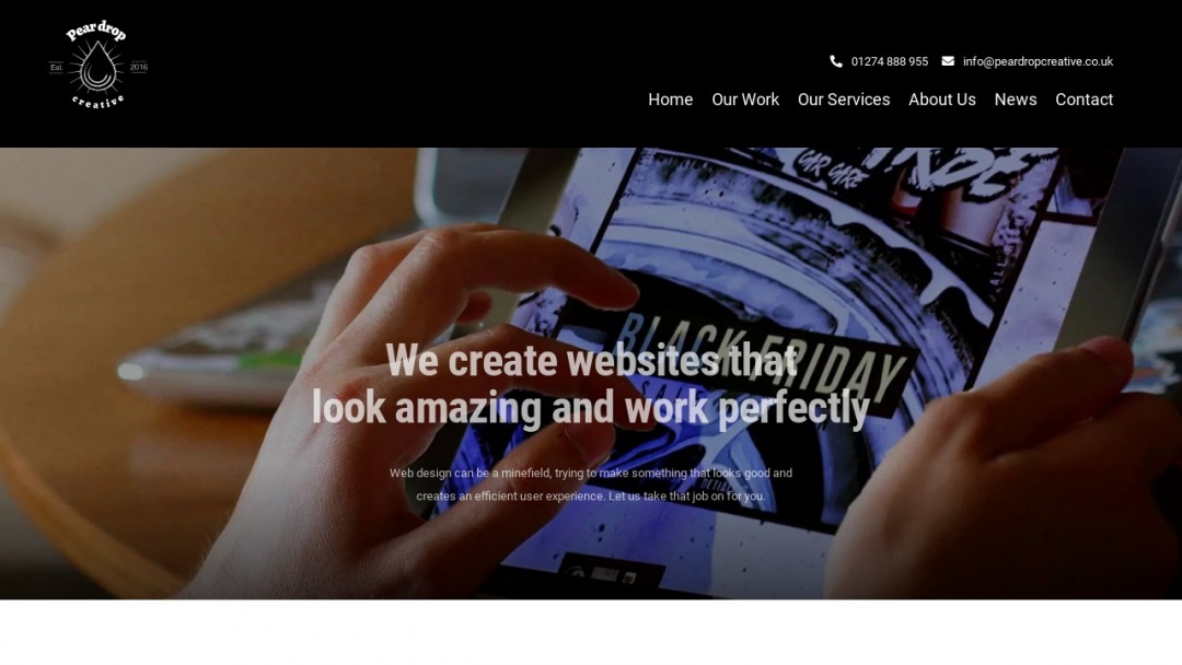 Screenshot of Peardrop Creative's Website