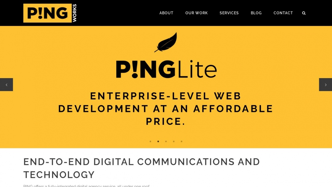 Screenshot of PING Works's Website