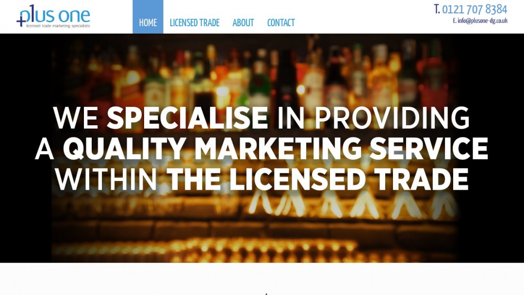 Screenshot of Plus One Marketing's Website