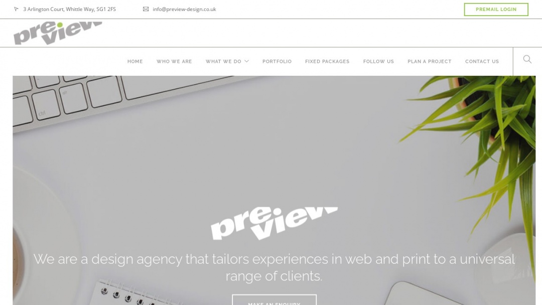 Screenshot of Preview Design's Website