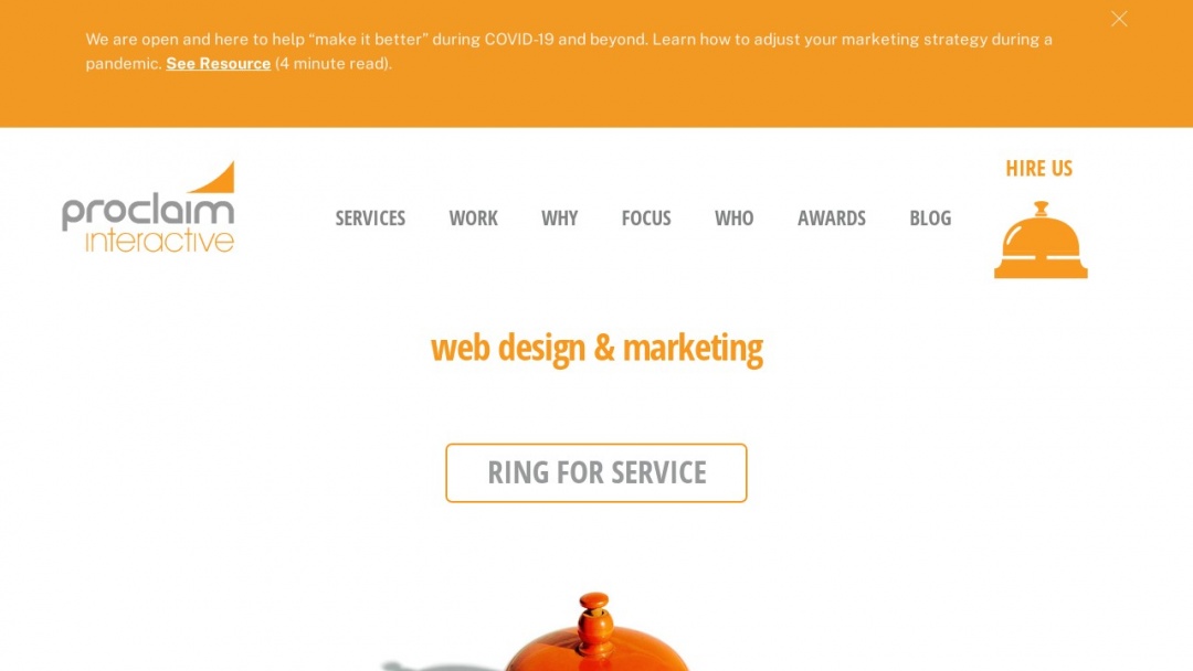 Screenshot of Proclaim Interactive's Website
