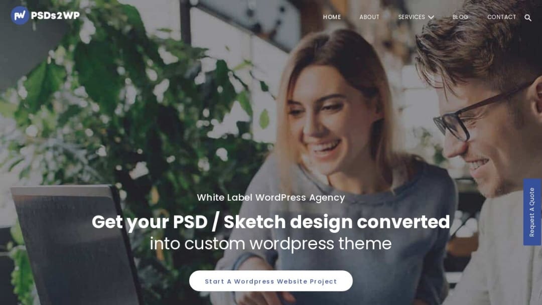 Screenshot of PSDs2WP's Website
