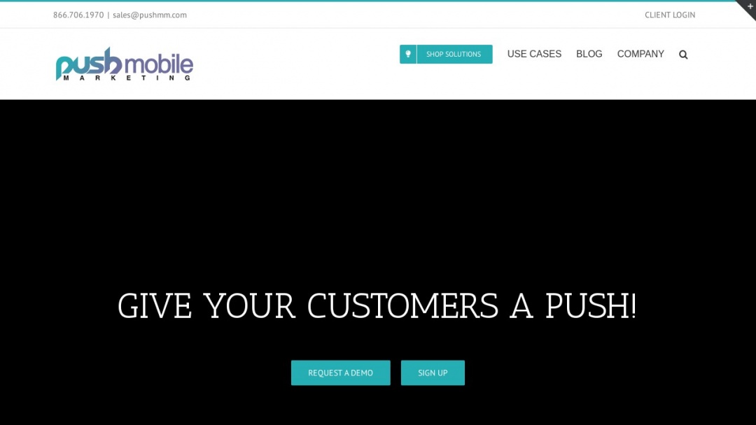 Screenshot of PUSH Mobile Marketing's Website