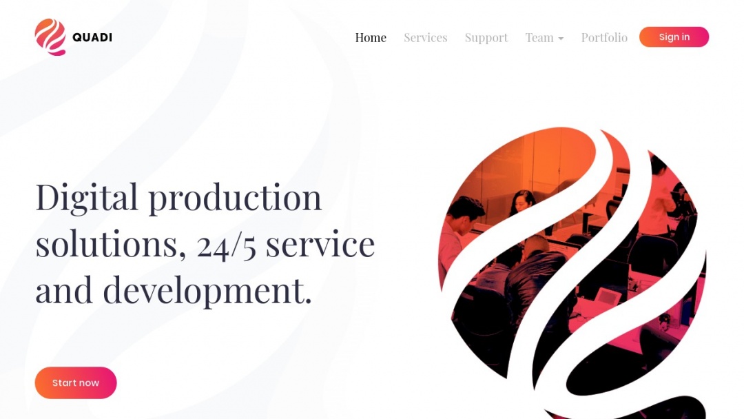 Screenshot of QUADI's Website