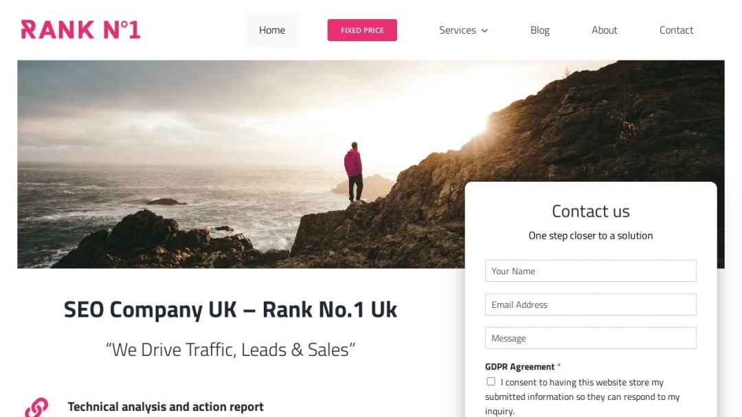 Screenshot of Rank no.1's Website