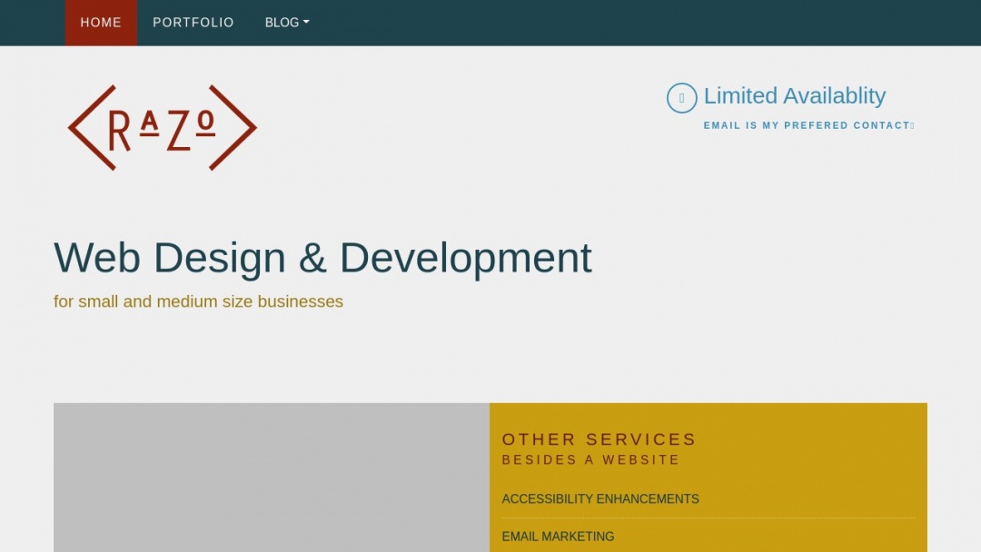 Screenshot of Razo Graphic & Web Design Services's Website