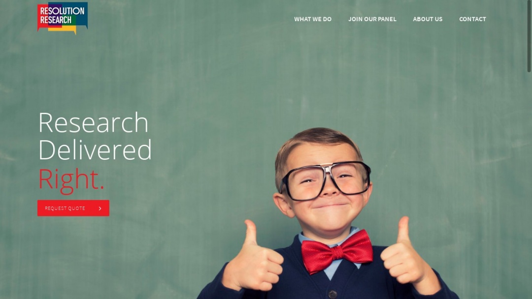 Screenshot of Resolution Research's Website