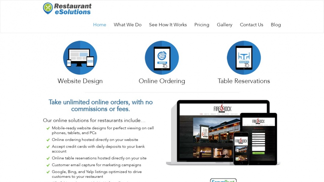 Screenshot of Restaurant eSolutions's Website