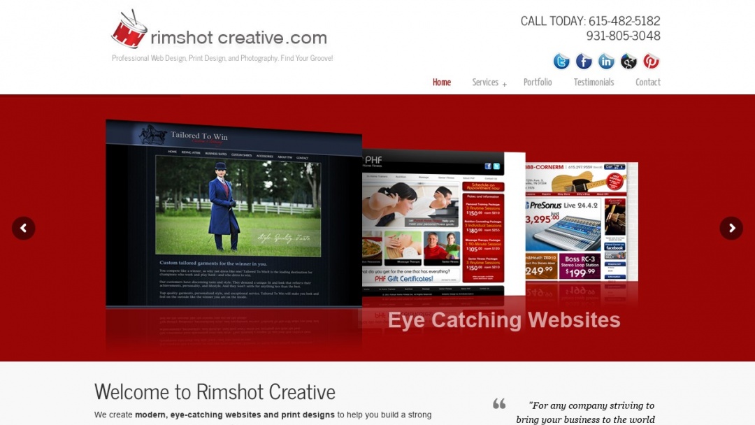 Screenshot of Rimshot Creative's Website