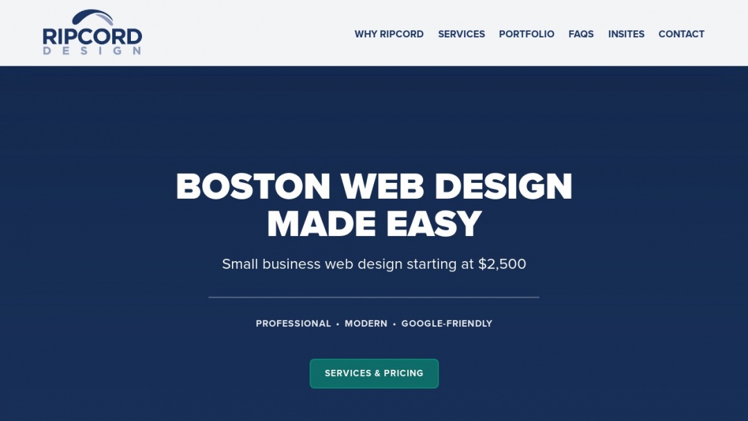 Screenshot of Ripcord Design's Website