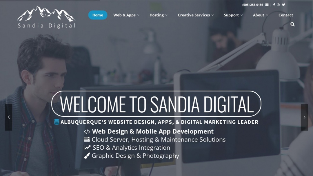 Screenshot of Sandia Digital's Website