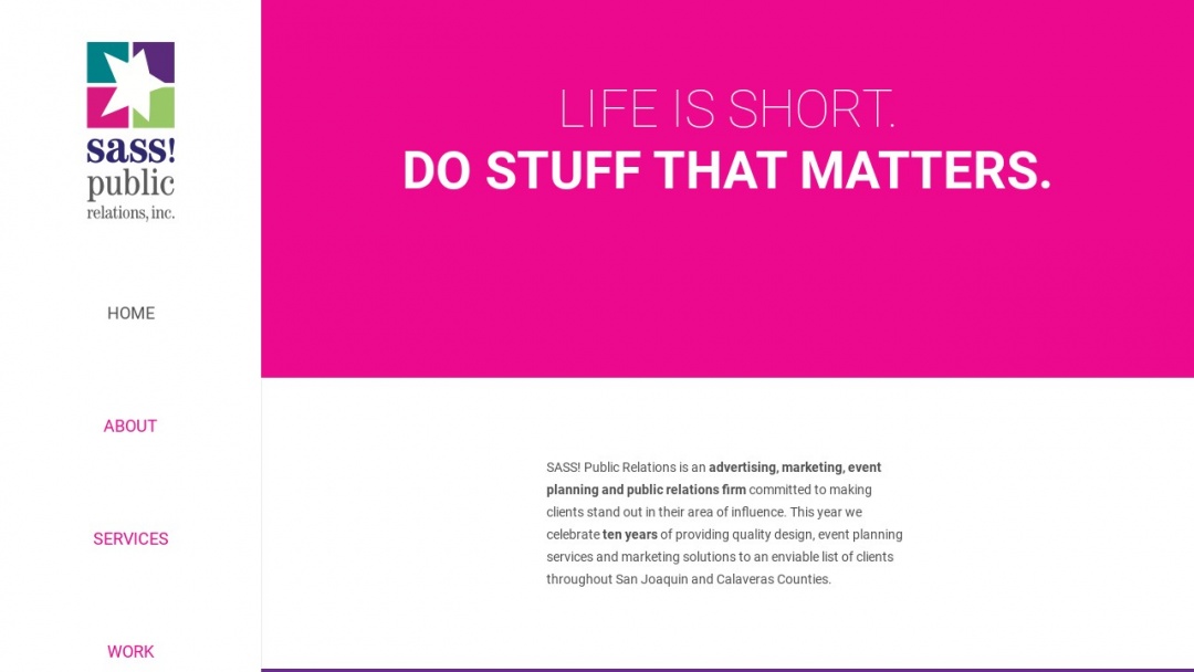 Screenshot of SASS! Public Relations's Website