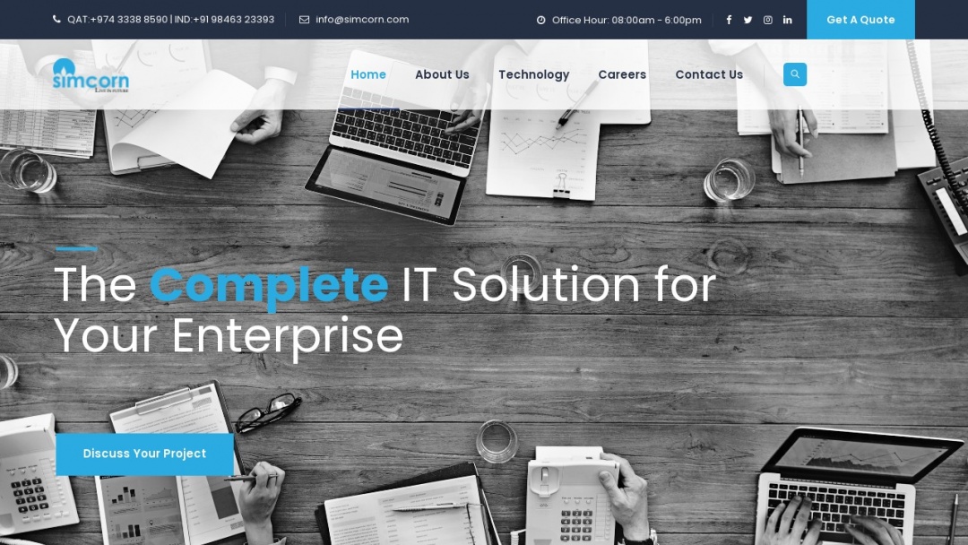 Screenshot of Simcorn Technologies's Website