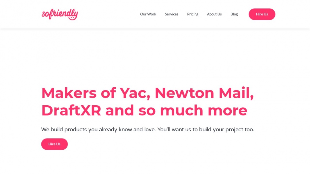 Screenshot of SoFriendly's Website