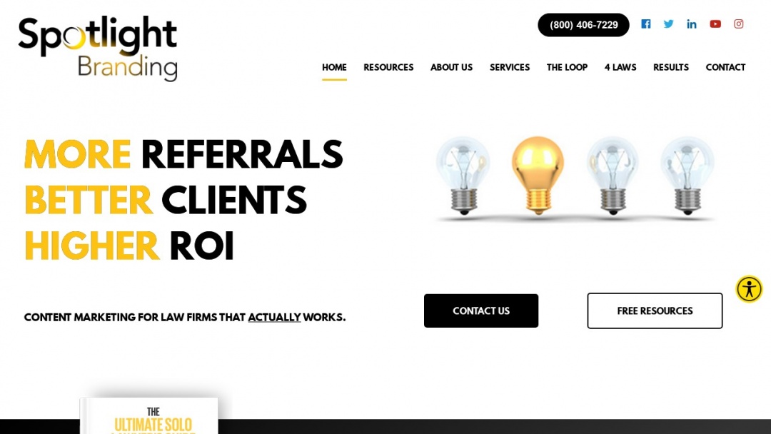 Screenshot of Spotlight Branding's Website