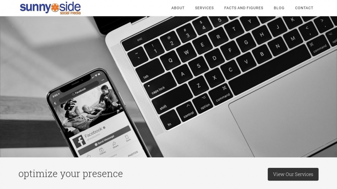 Screenshot of SunnySide Social Media's Website