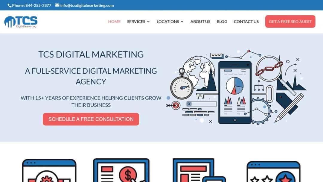 Screenshot of TCS Digital Marketing's Website
