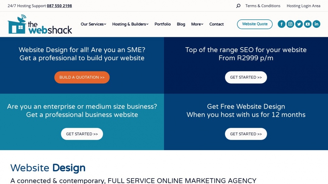 Screenshot of The Web Shack's Website